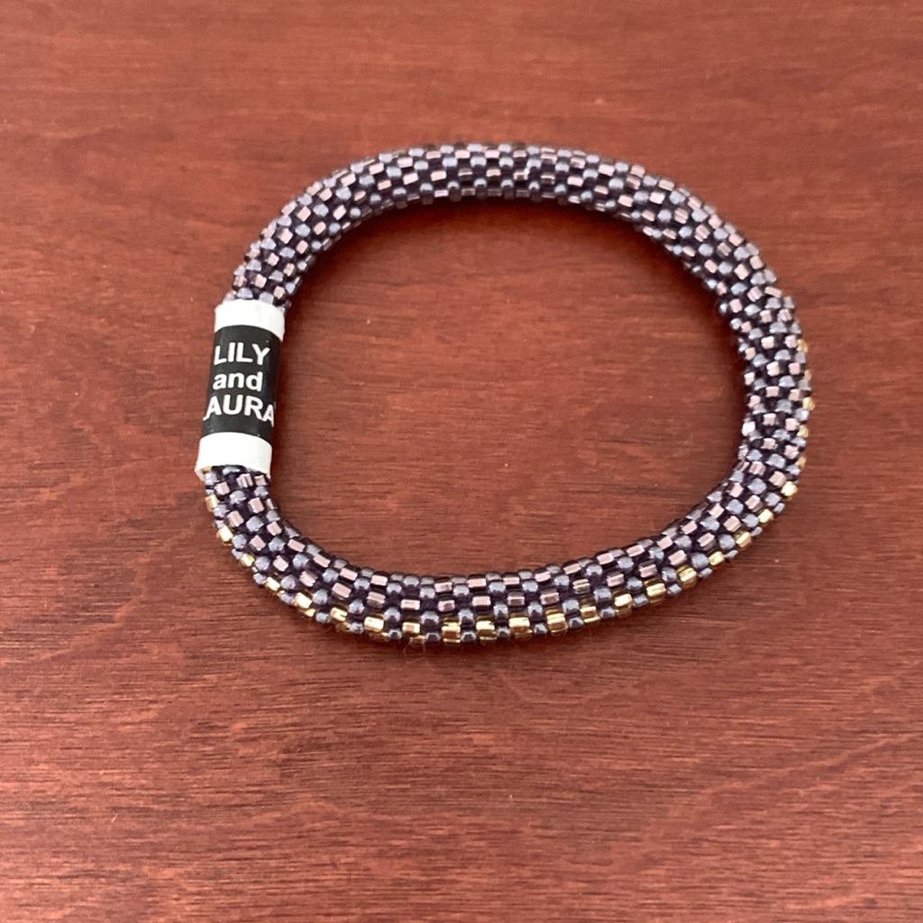 Lily And Laura Purple Taupe And Gold Color Bead Bracelet